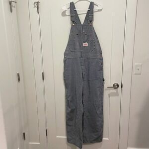 Round House Hickory Stripe Bib Overalls Mens Blue White Workwear Carpenter 38x30